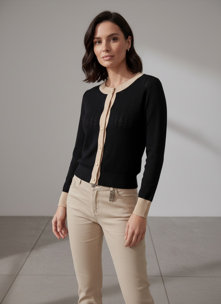 CARDIGAN KNIT BICOLOR