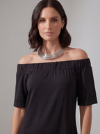 ABITO OFF SHOULDER BLACK FLUID