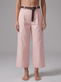 PANTALONI CROPPED ROSA CON CINTURA