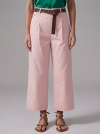 PANTALONI CROPPED ROSA CON CINTURA