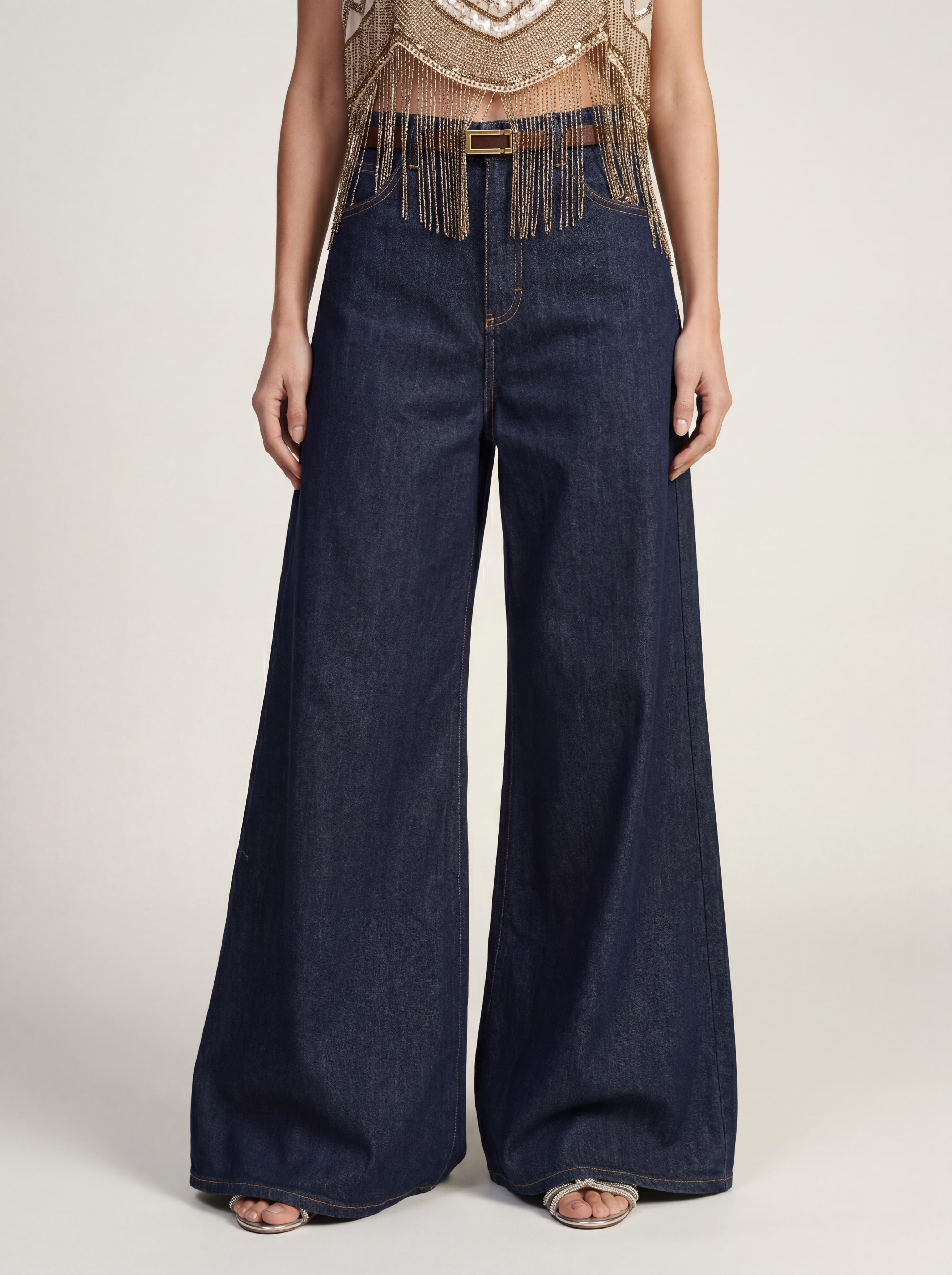 JEANS PALAZZO IN CHAMBRAY