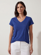T-SHIRT BLU NAVY SCOLLO A V