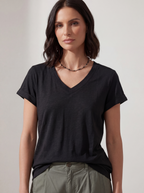 TSHIRT SCOLLO A V BLACK