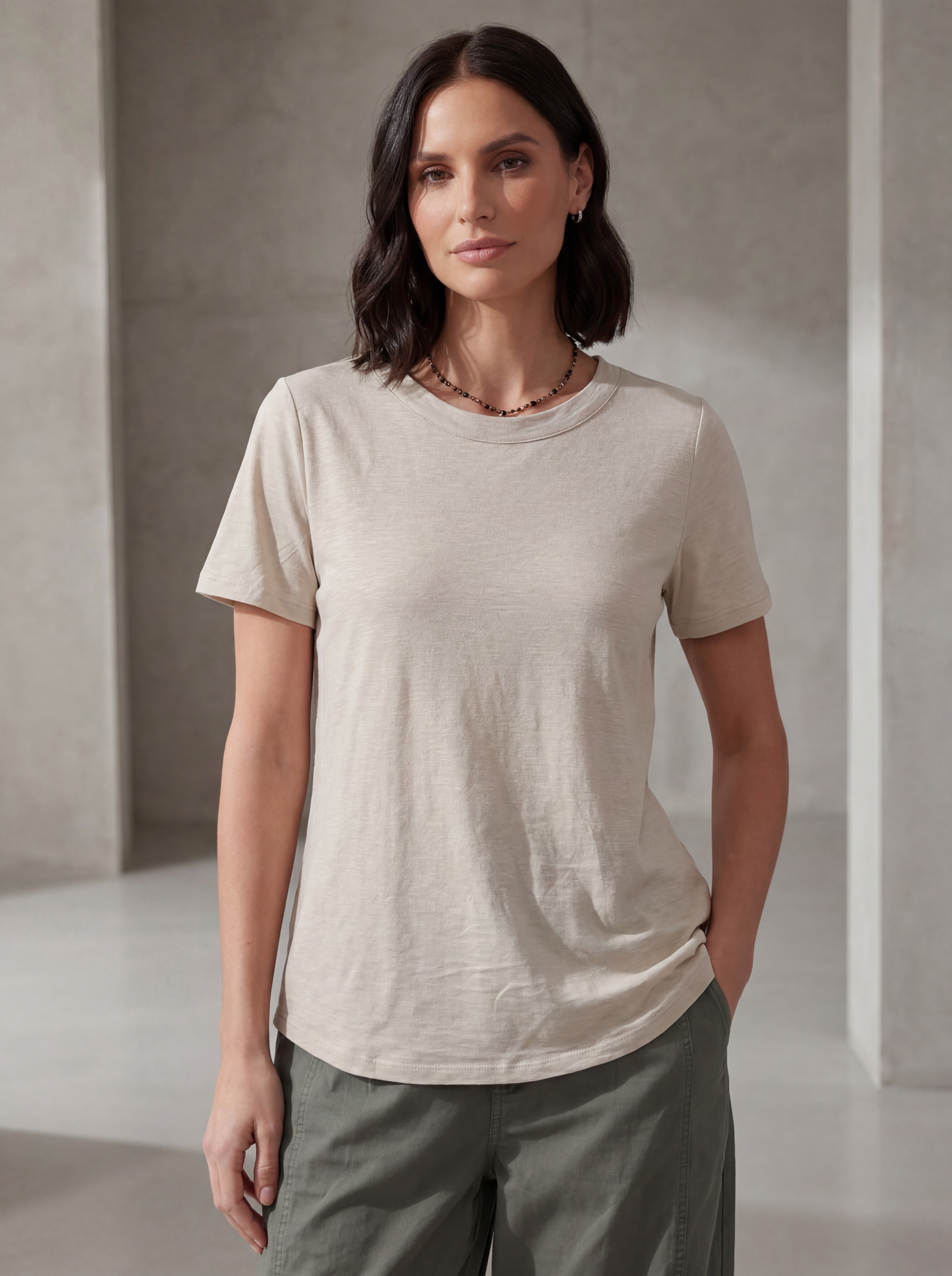 T-SHIRT SABBIA GIROCOLLO