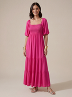 ABITO LUNGO FUCSIA GEORGETTE