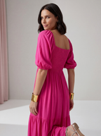 ABITO LUNGO FUCSIA GEORGETTE
