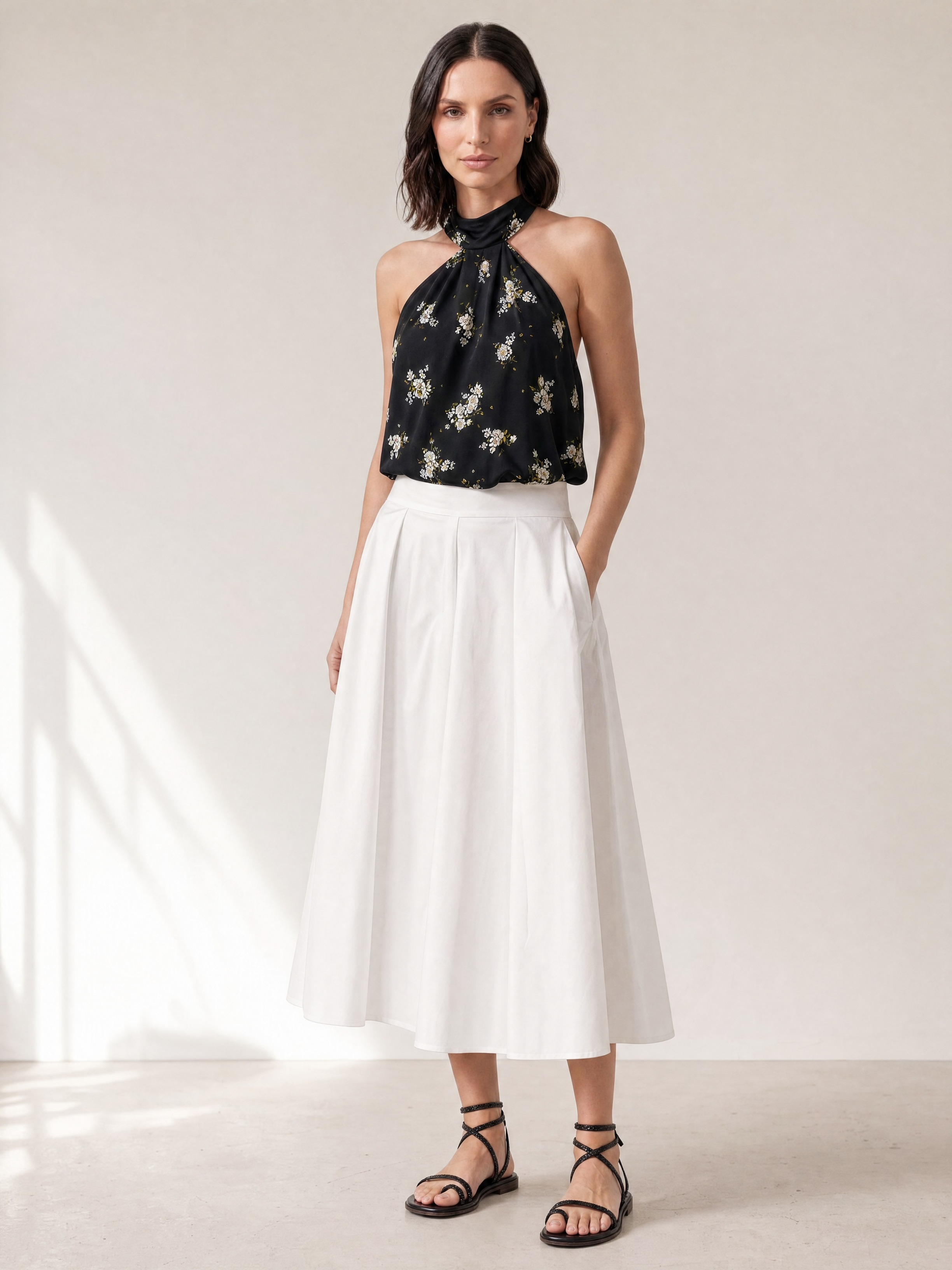 TOP NERO MICRO FIORI