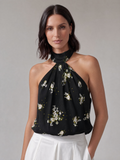 TOP NERO MICRO FIORI