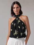 TOP NERO MICRO FIORI