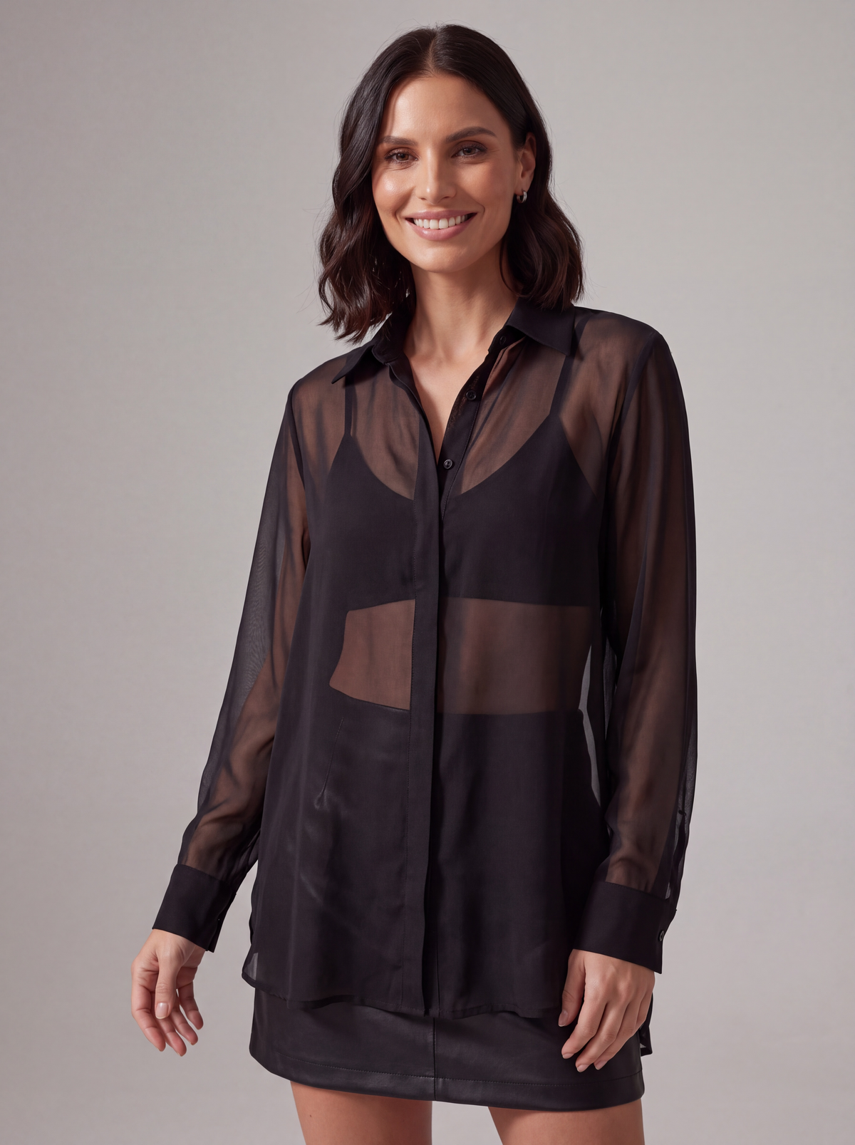 CAMICIA ORGANZA NERA