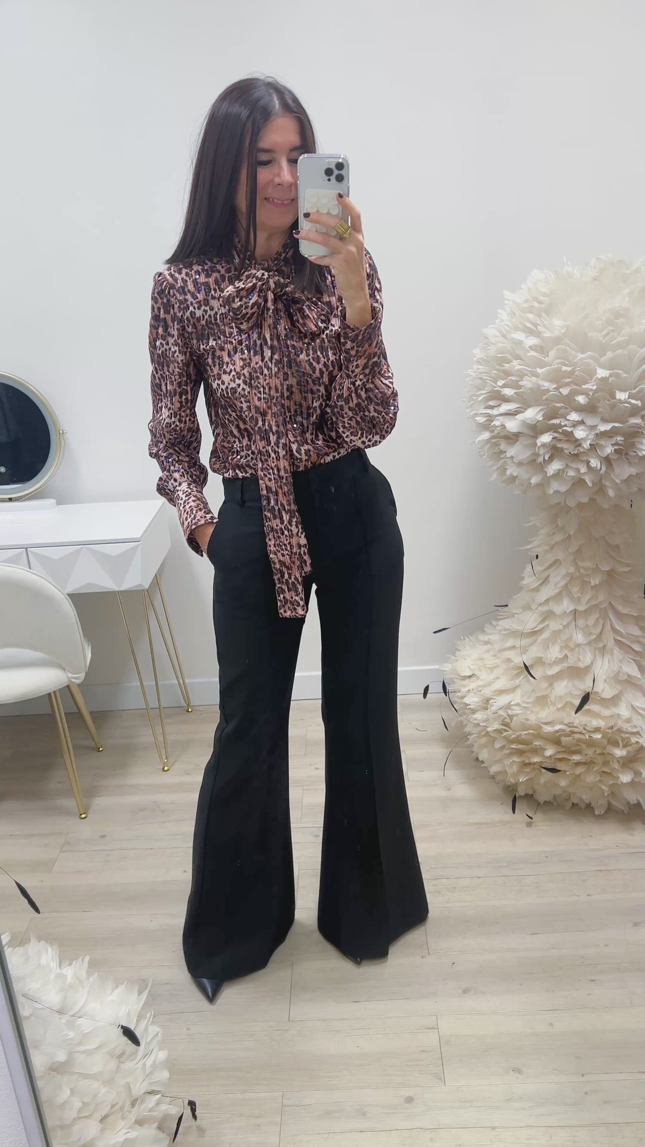 CAMICIA ANIMALIER CON FIOCCO