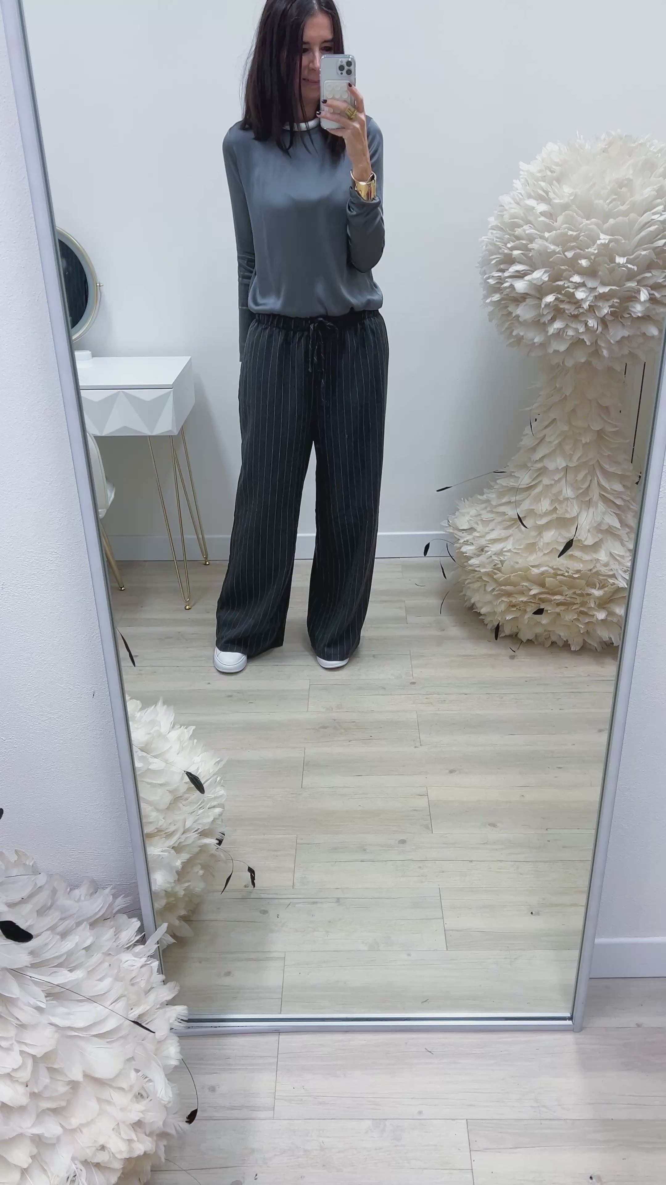 PANTALONI GESSATI CON COULISSE