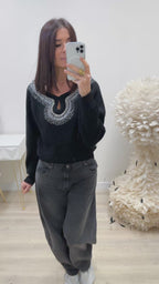MAGLIONE GOCCIA NERO
