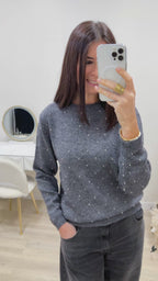 MAGLIONE GRIGIO STRASS