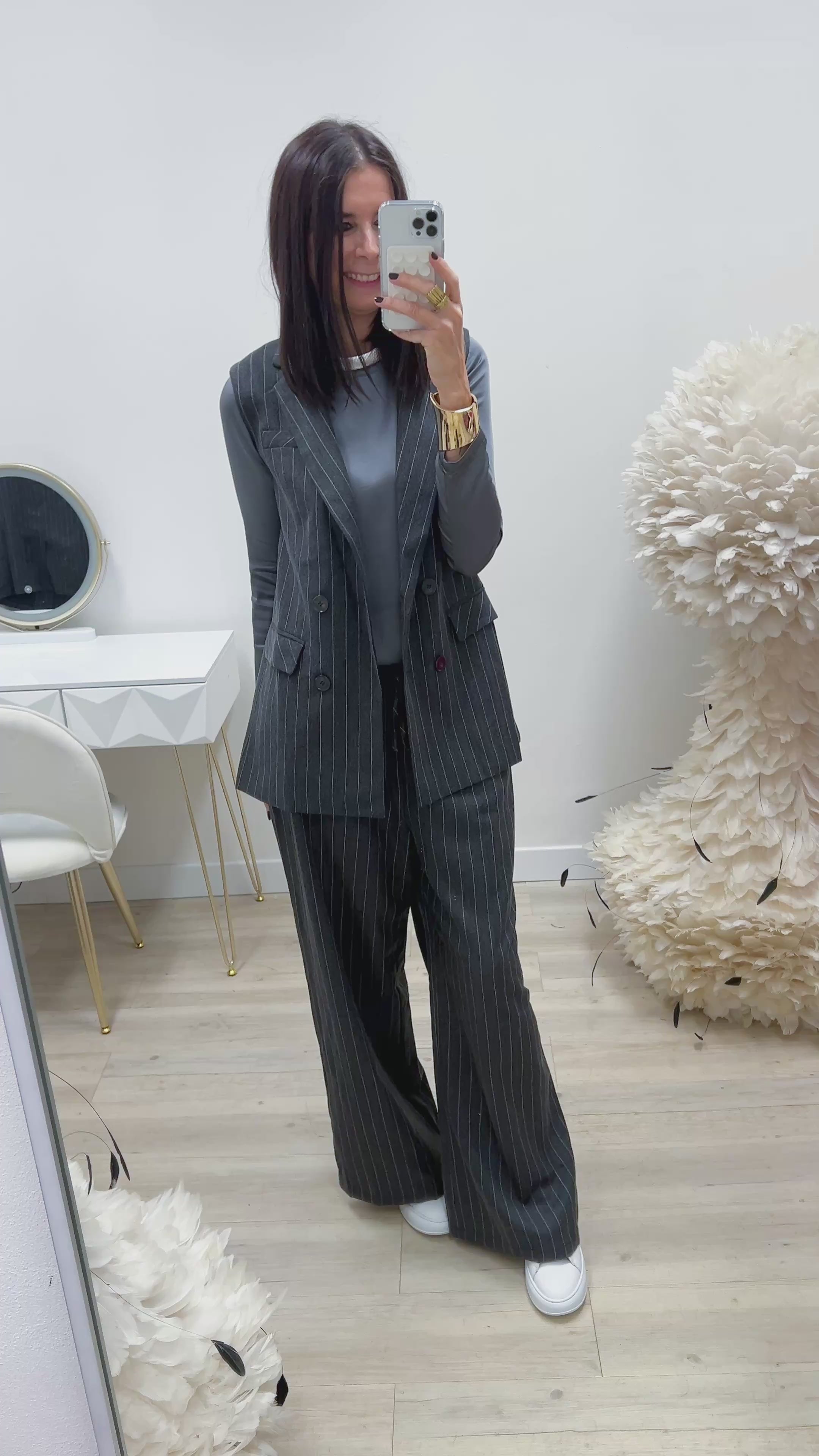 PANTALONI GESSATI CON COULISSE
